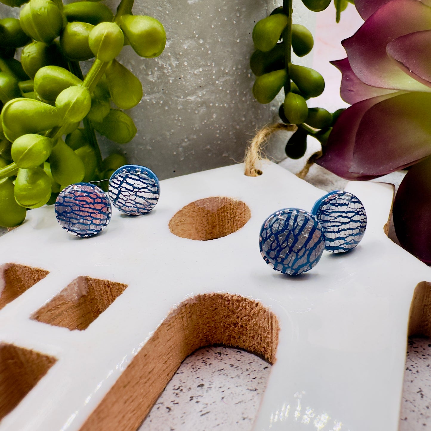 Elsie Studs | Navy & Silver