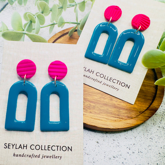 Willow Dangles | Teal & Hot Pink