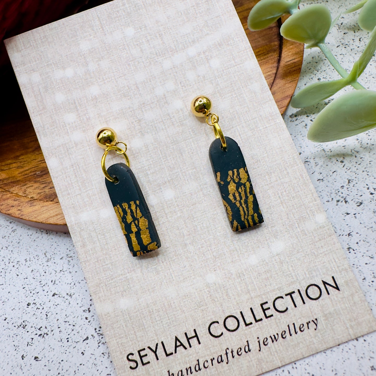 Scarlet Mini Dangles | Black & Gold