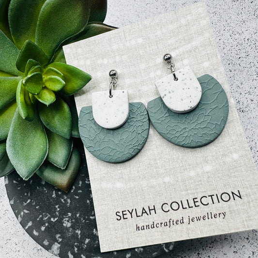 Tilda Dangles | Antique Teal & White Granite