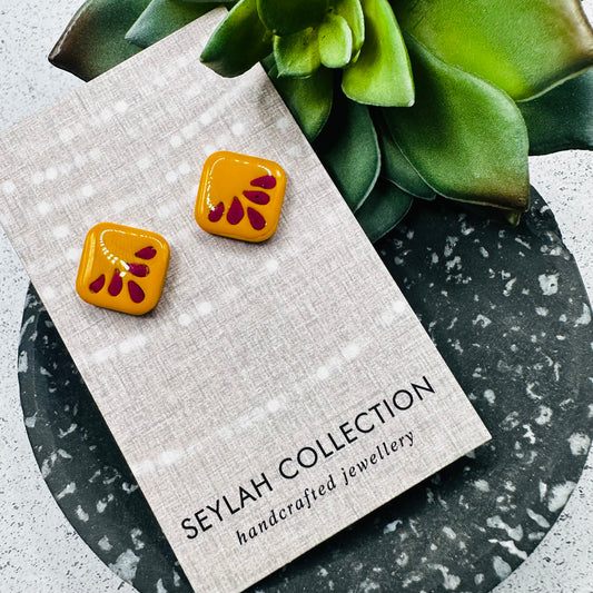 Riley Studs | Decorated Mustard