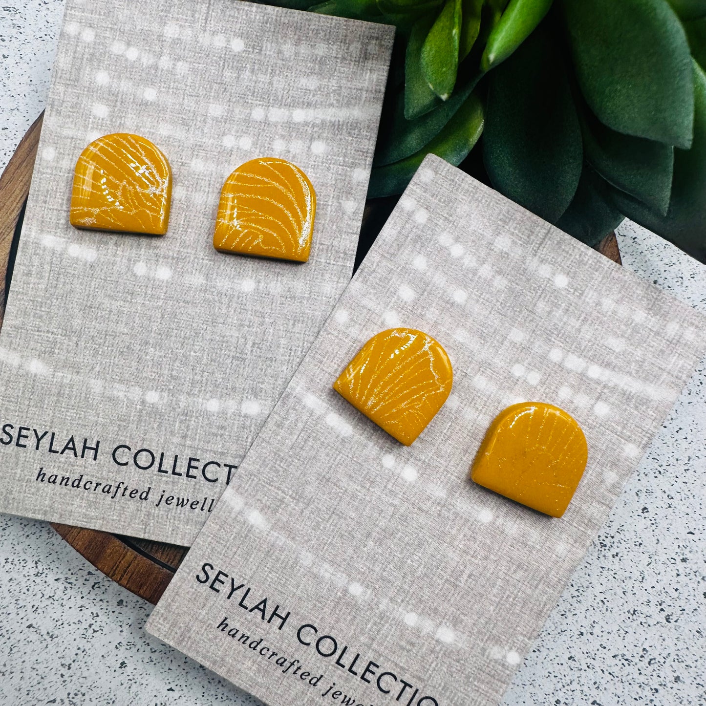 Summer Studs | Mustard & Silver Floral