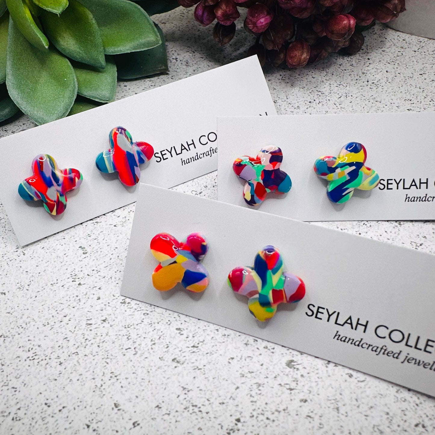 Jorja Midi Studs | Rainbow Mosaic