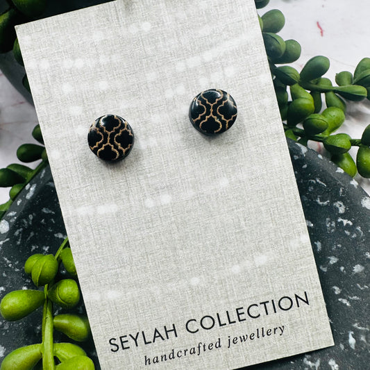 Elsie Studs | Black & Copper Art Deco