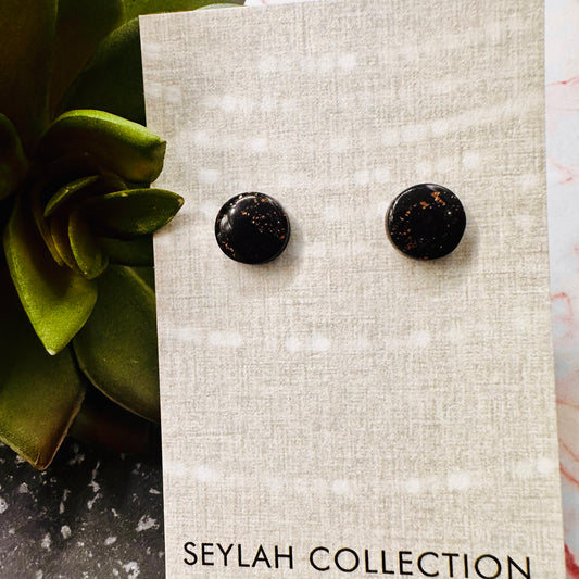 Elsie Studs | Black & Copper Foil