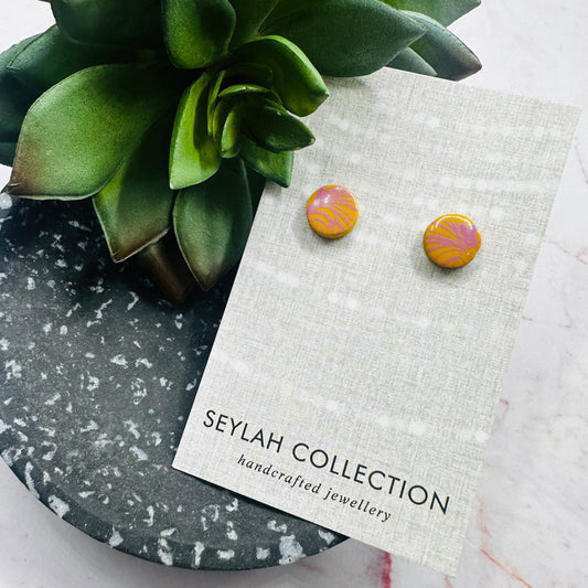 Elsie Studs | Mustard & Dusty Pink